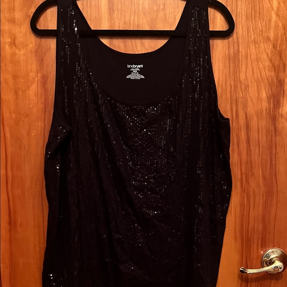 Lane Bryant Black Sequin Tank Top